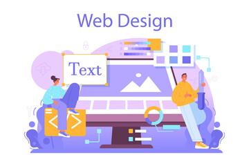 Obraz na płótnie Canvas Web designer concept. Interface and content design and development.