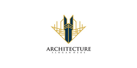 Architecture real estate logo elegant simple line art Premium Vector