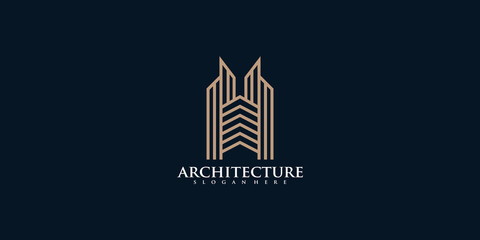 Fototapeta premium Architecture real estate logo elegant simple line art Premium Vector