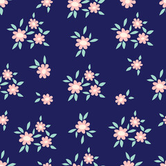 Beautiful floral pattern in small abstract flowers. Ditsy print. Floral seamless background. Vintage template for fashion prints.
