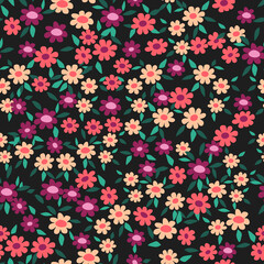 Beautiful floral pattern in small abstract flowers. Ditsy print. Floral seamless background. Vintage template for fashion prints.