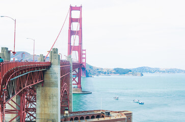 Architectural details of Golden Gate Bridge, San Francisco, California, USA.