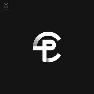 letter pc monogram circle logo identity flat design concept