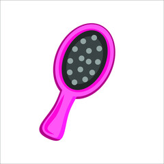 Pink hair brush on white background