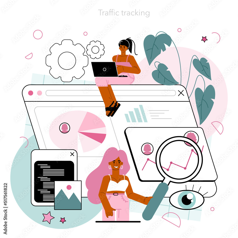Poster website analyst concept. web page analysis and optimization