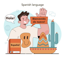Spanish language concept. Language school spanish listening © inspiring.team