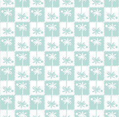 Abstract Monochrome Gingham Style Palm Tree Silhouettes Seamless Trendy Pattern Summer Concept Perfect for Allover Fabric Print or Wrapping Paper
