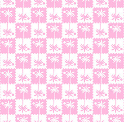 Abstract Monochrome Gingham Style Palm Tree Silhouettes Seamless Trendy Pattern Summer Concept Perfect for Allover Fabric Print or Wrapping Paper