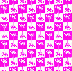 Abstract Monochrome Gingham Style Palm Tree Silhouettes Seamless Trendy Pattern Summer Concept Perfect for Allover Fabric Print or Wrapping Paper