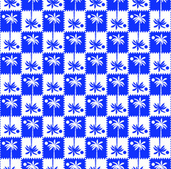 Abstract Monochrome Gingham Style Palm Tree Silhouettes Seamless Trendy Pattern Summer Concept Perfect for Allover Fabric Print or Wrapping Paper