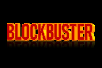 3D retro sign of Blockbuster movie concept on black background