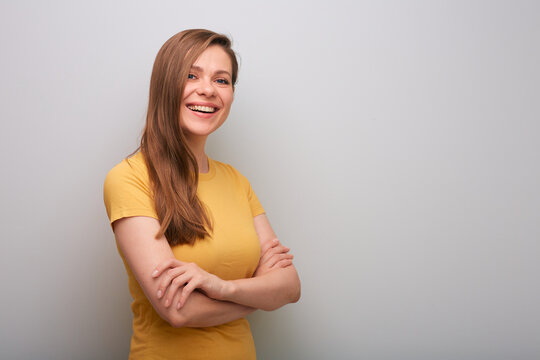 Smiling woman isolated portrait
