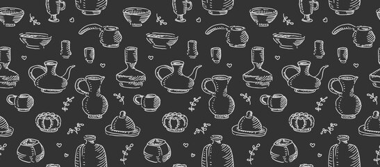 Blackboard utensil seamless pattern