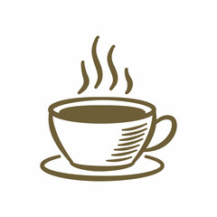 a cup of hot coffee icon. Vector file format. Doodle outline illustration.