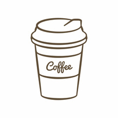 a cup of hot coffee icon. Vector file format. Doodle outline illustration.
