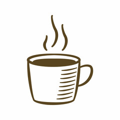 a cup of hot coffee icon. Vector file format. Doodle outline illustration.