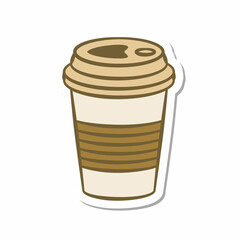 a cup of hot coffee sticker. Vector file format. Aesthetic flat illustration.