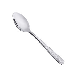 shiny metal stainless steel spoon isolated on white background