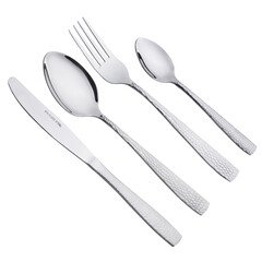 cutlery set spoon fork knife small spoon isolated on white background