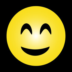 vector yellow emoji icon illustration on black background..eps