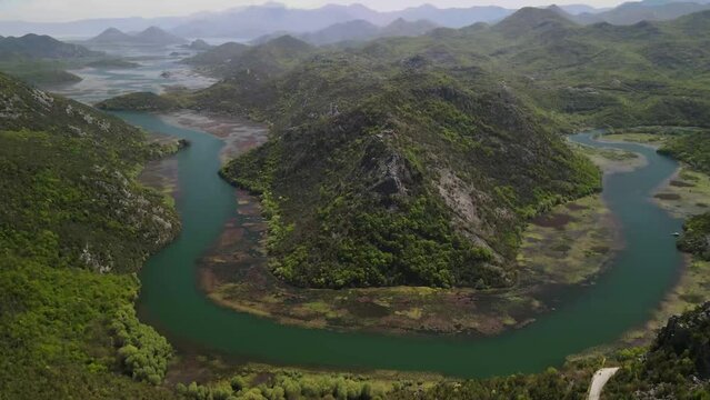 Bend From Pavlova Strana Perspective. Montenegro Skader Lake. 4k Videos