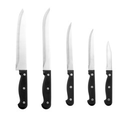 set of kitchen knives isolated on white background