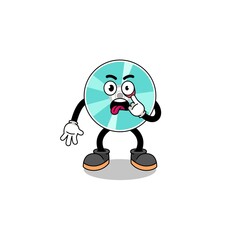 Character Illustration of optical disc with tongue sticking out