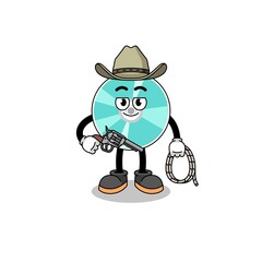 Character mascot of optical disc as a cowboy