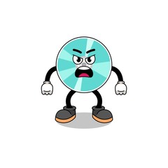 optical disc cartoon illustration with angry expression