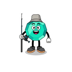 Mascot Illustration of emerald gemstone fisherman