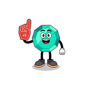 recommend clip art: Cartoon mascot of emerald gemstone number 1 fans