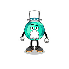 Illustration of emerald gemstone cartoon with i want you gesture