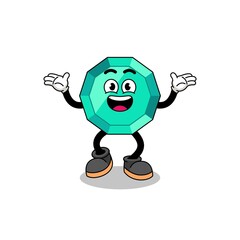 emerald gemstone cartoon searching with happy gesture