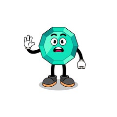 emerald gemstone cartoon illustration doing stop hand