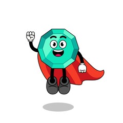 emerald gemstone cartoon with flying superhero