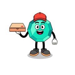 emerald gemstone illustration as a pizza deliveryman