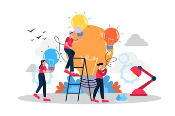 Concept of teamwork Solution
ideas, strategies, marketing, brainstorming of employees in the organization to lead to success. Flat illustration.