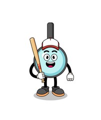 magnifying glass mascot cartoon as a baseball player