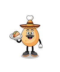Character cartoon of fried chicken as a mexican chef