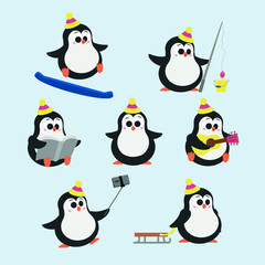 Set pinguim cartoon