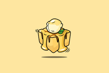 honey toast and ice cream vanilla