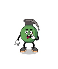 Character Illustration of grenade with tongue sticking out