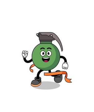 recommend clip art: Mascot cartoon of grenade running on finish line