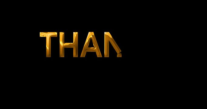 Animated Thanks for Watching, This animation is suitable for video outro in the golden color on the black background alpha channel.