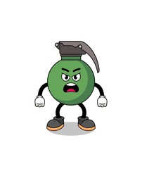 grenade cartoon illustration with angry expression