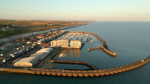 Sunset aerial video Brighton Beach Marina circa 2022