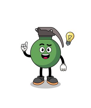 grenade cartoon with get an idea pose