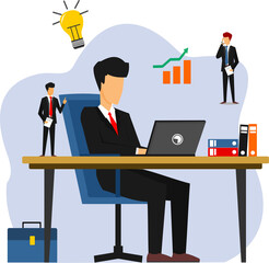 business people working with various icons