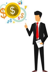 businessman with dollar coins