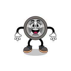 car wheel cartoon with surprised gesture